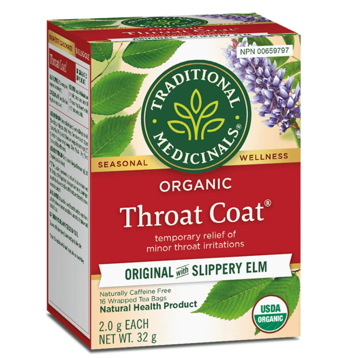 Traditional Medicinals Organic Throat Coat Original Slippery Elm 16 Tea Bags