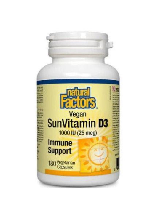 Natural Factors Vegan SunVitamin D3 1000IU 180 Veggie Caps