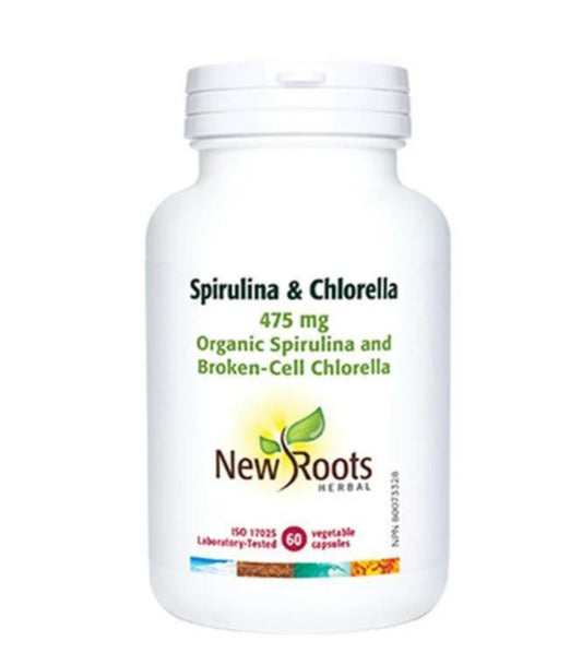 New Roots Spirulina & Chlorella 475mg 60 Veggie Caps