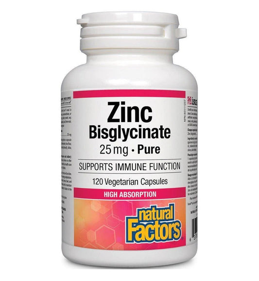 Natural Factors Zinc Bisglycinate 25mg 120 Veggie Caps