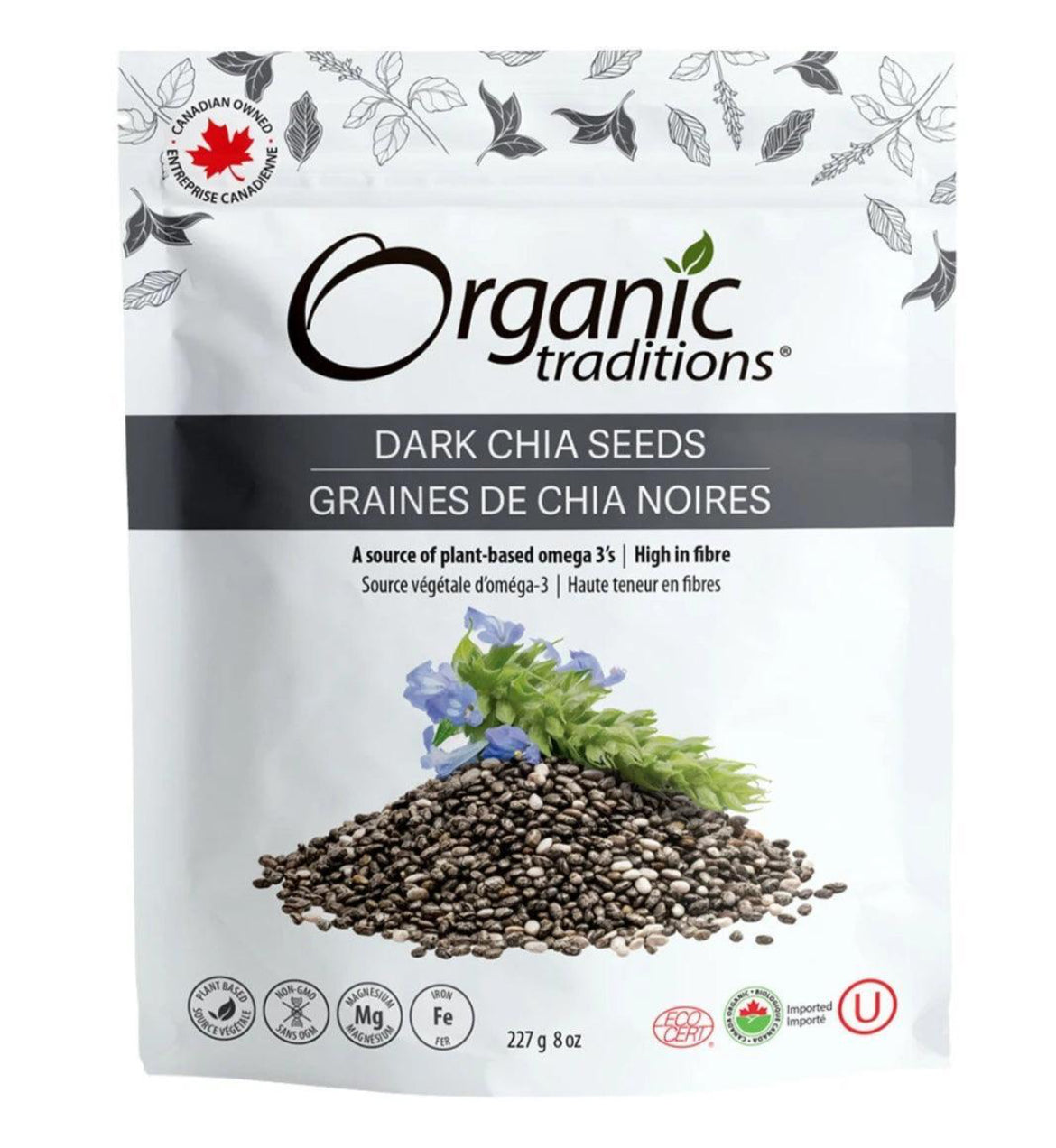 Organic Traditions Dark Chia Seeds 227G