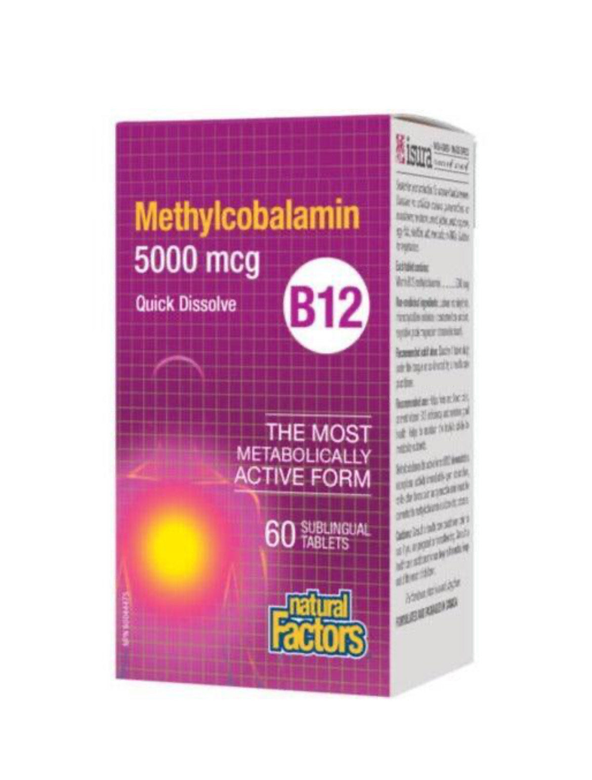 Natural Factors B12 Methylcobalamin 5000mcg 60 Quick Dissolve Sublingual Tabs