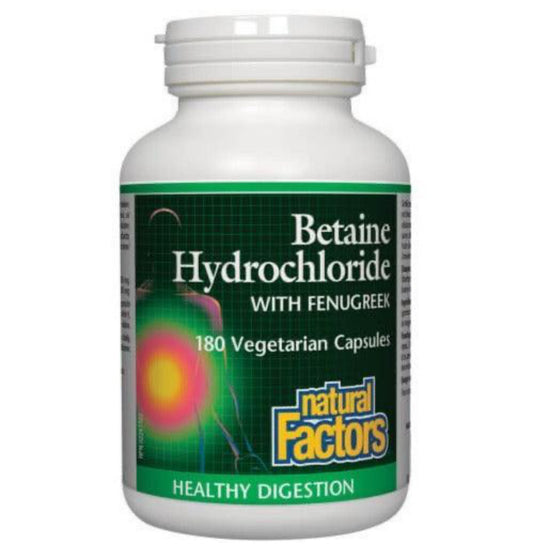 Natural Factors Betaine Hydrochloride with Fenugreek 180 Veggie Caps
