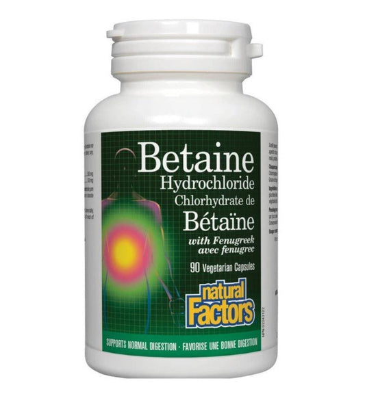 Natural Factors Betaine Hydrochloride With Fenugreek 90 Veggie Caps