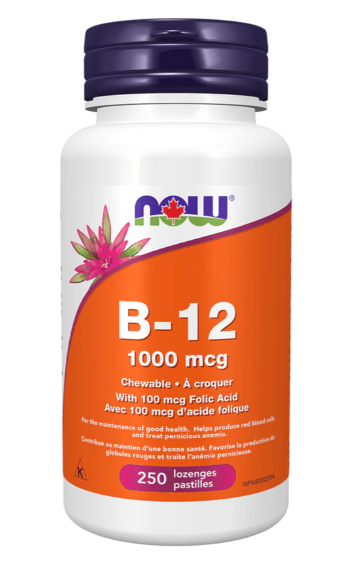 NOW B-12 1,000 mcg 250 Chewable Lozenges